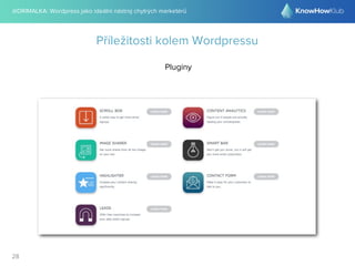 @DRIMALKA: Wordpress jako ideální nástroj chytrých marketérů
28
Příležitosti kolem Wordpressu
Pluginy
 