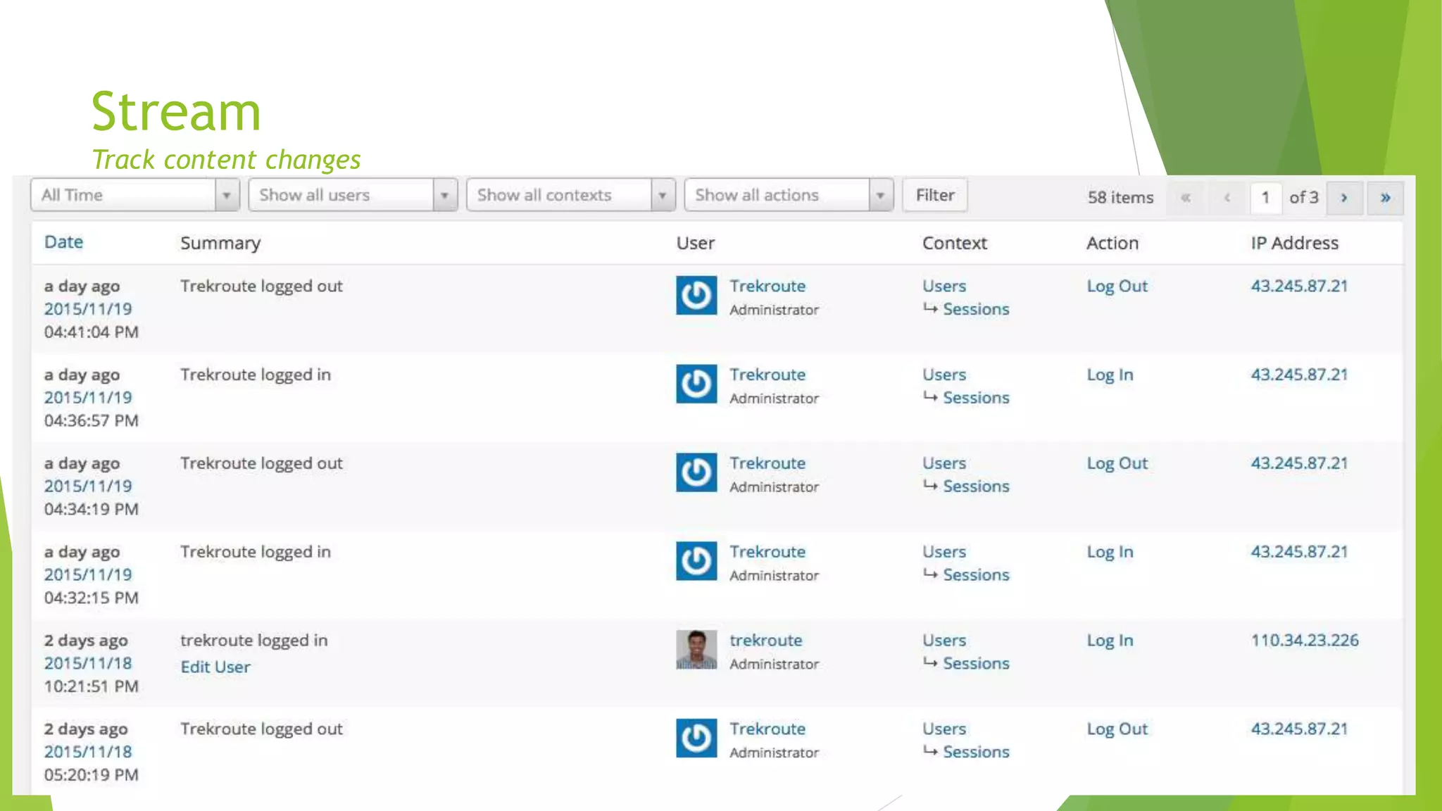 Stream
Track content changes
 