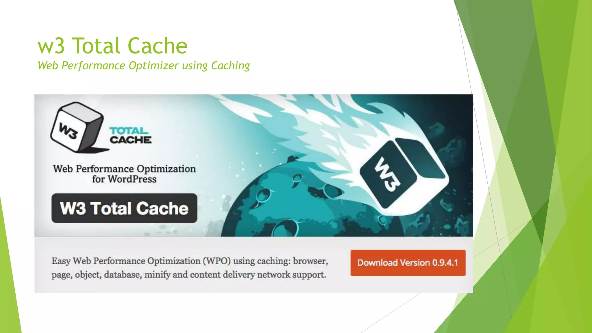 w3 Total Cache
Web Performance Optimizer using Caching
 
