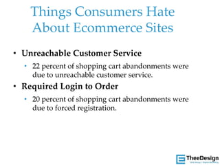• Unreachable Customer Service
• 22 percent of shopping cart abandonments were
due to unreachable customer service.
• Requ...