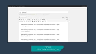 EDITOR 
Editor fixo e sem distrações  
