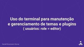Uso do terminal para manutenção
e gerenciamento de temas e plugins
( usuários: role = editor)
 