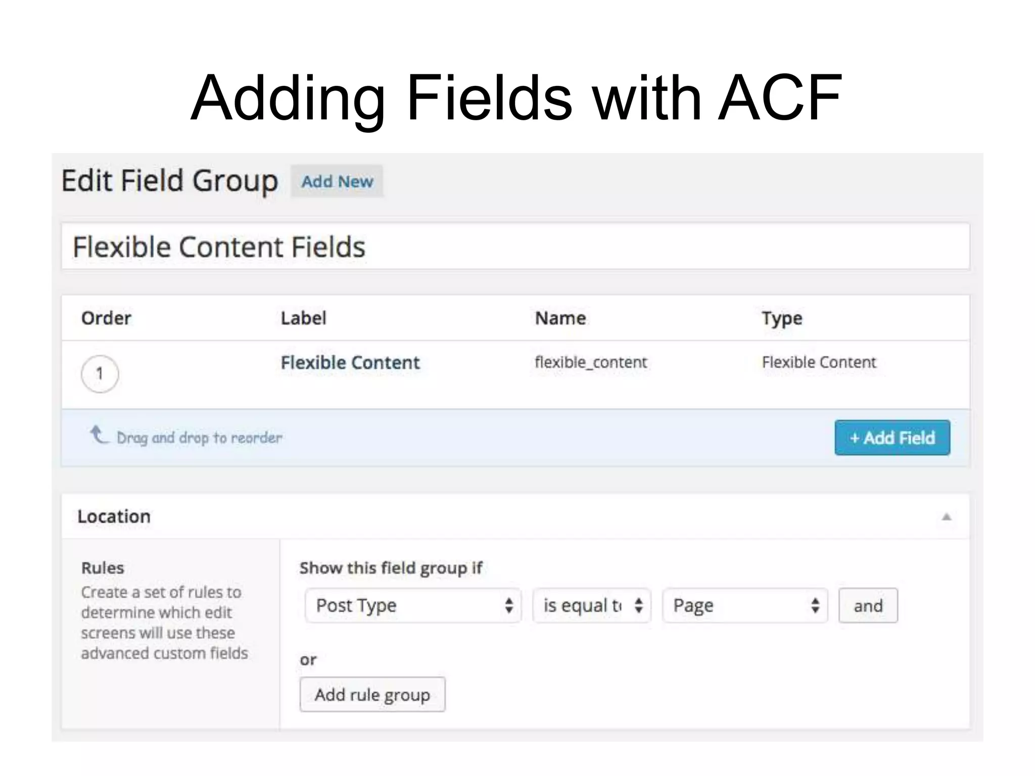 Adding Fields with ACF
 