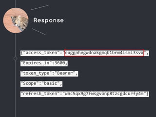 Response
{"access_token":"euggnhvgwdnakgmqb1brm4ismi3svx",
"Expires_in":3600,
"token_type":"Bearer",
"Scope":"basic",
"refresh_token":"wnc5qx9g7fwsgvonp8tzcgdcurfy4m"}
 