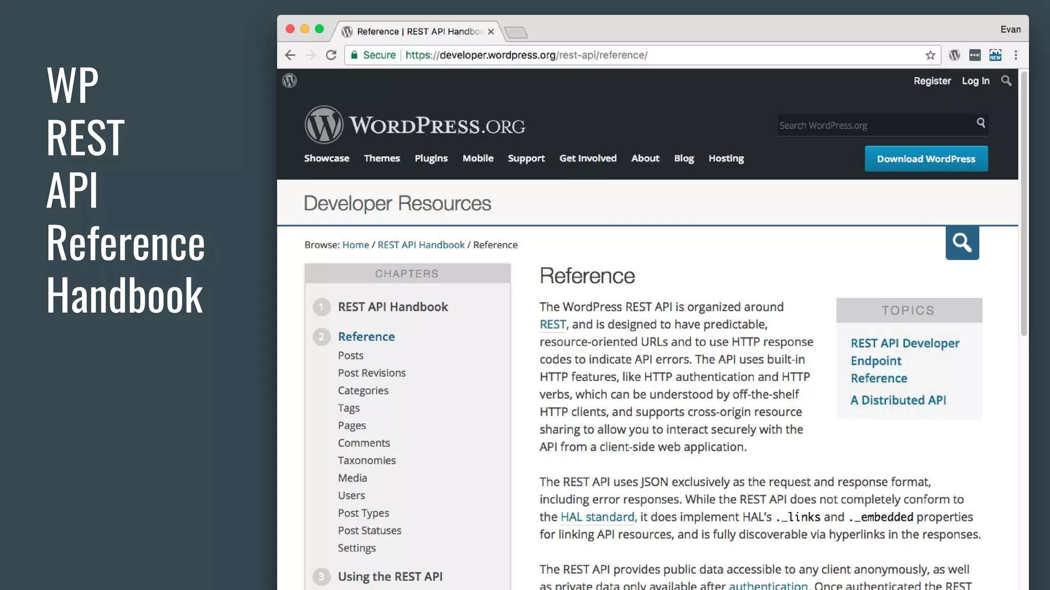 WP
REST
API
Reference
Handbook
 