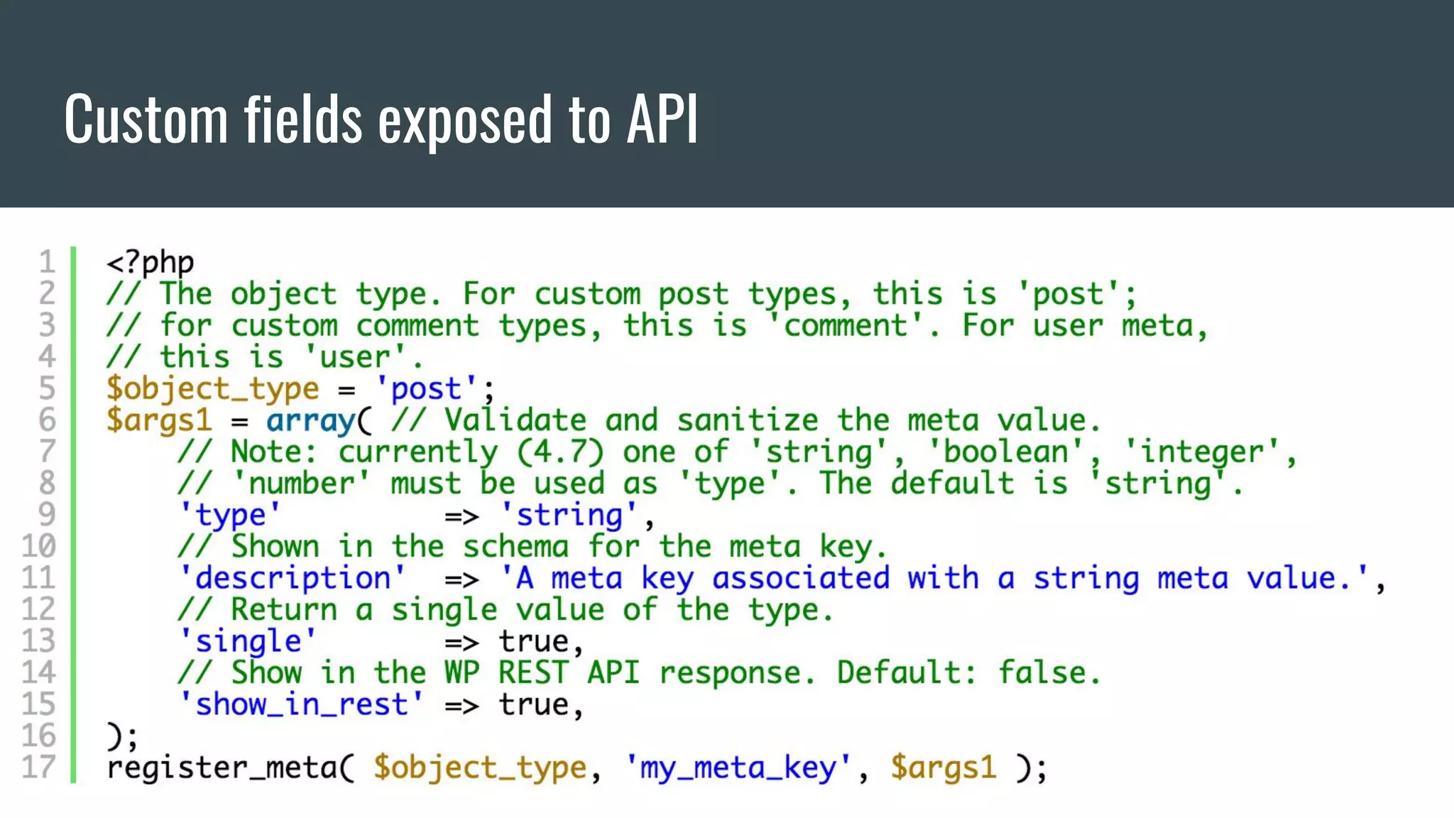 Custom fields exposed to API
 