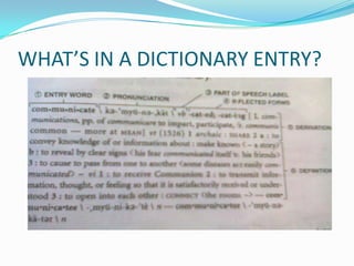 WHAT’S IN A DICTIONARY ENTRY?
 