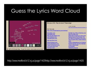 Guess the Lyrics Word Cloud
http://www.medford.k12.nj.us/page/1420http://www.medford.k12.nj.us/page/1420
 