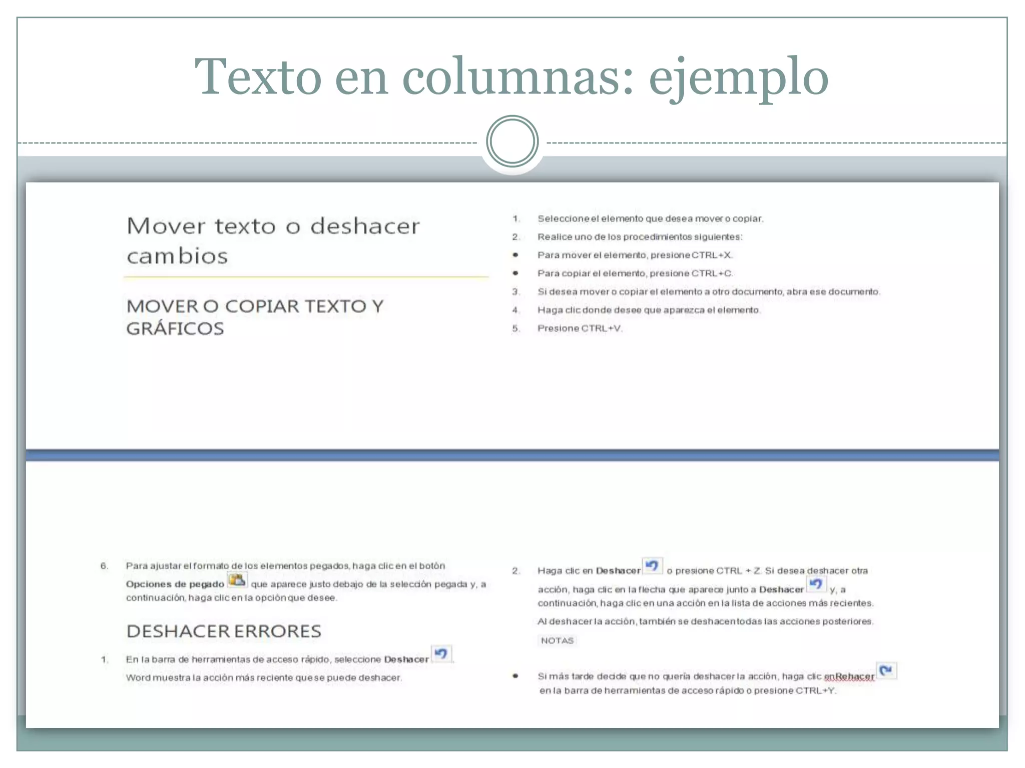 Texto en columnas: ejemplo
 