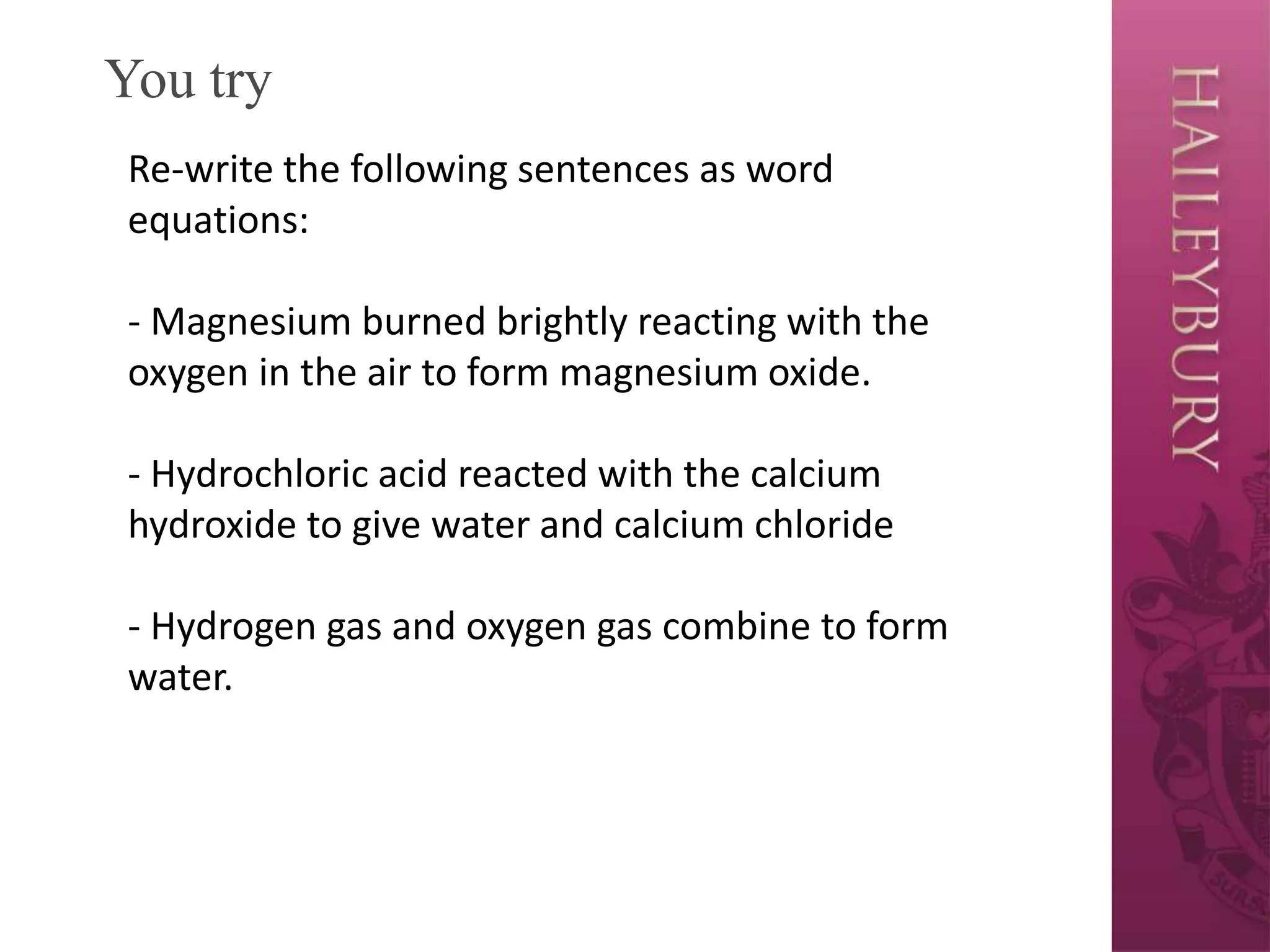 Word equations | PPTX