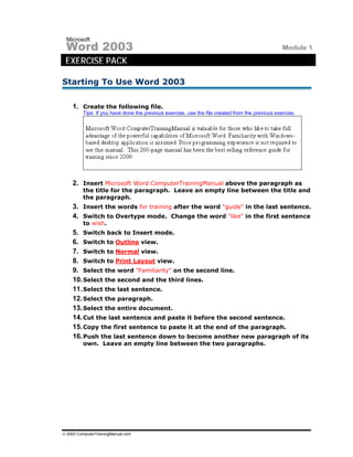 Word exercises (1) | PDF