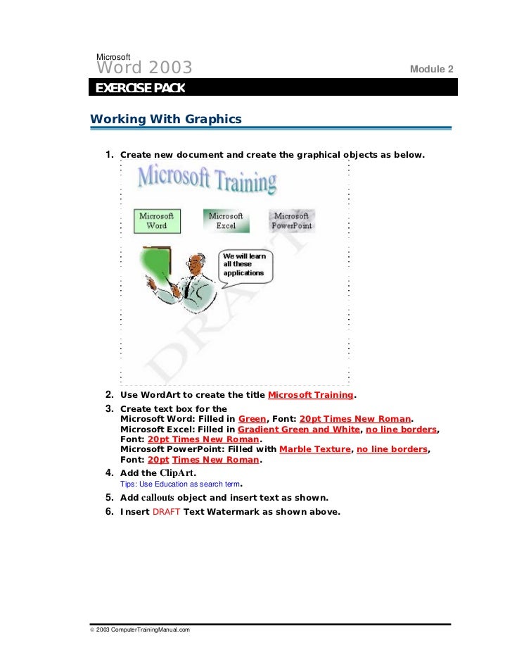 microsoft word exercises