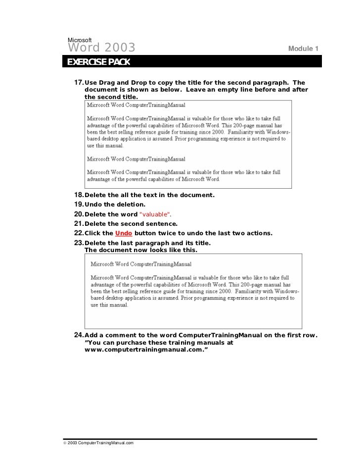 word exercises 1