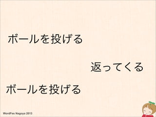 WordFes Nagoya 2013
ボールを投げる
返ってくる
ボールを投げる
 