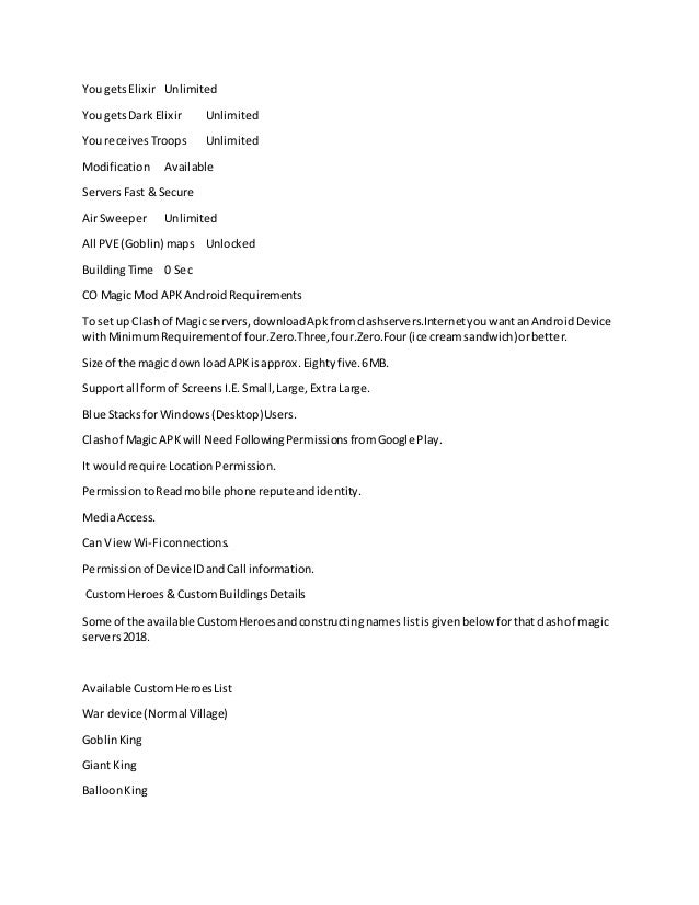 Coc Private Server List