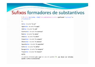 Sufixos formadores de substantivos
 