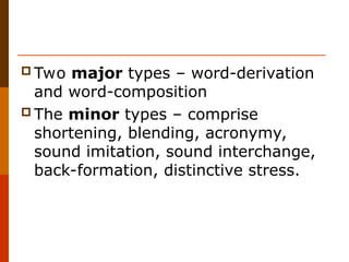Variation Word Wordformation in the english language full explanation | PPT