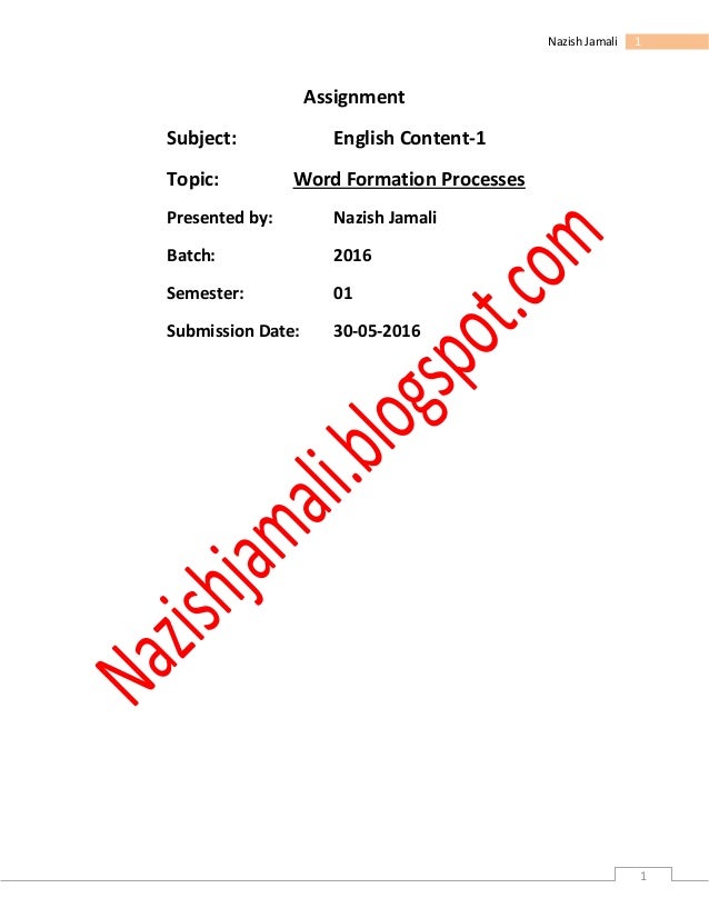 Word Formation Process English Content My Assignment