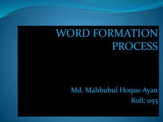 WORD FORMATION
PROCESS
 