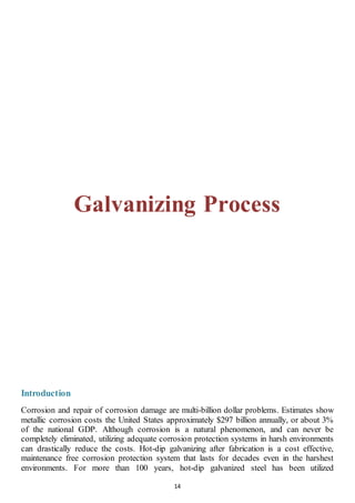 Galvanization Report Galvanized Steel Manufacturing Process | DOCX