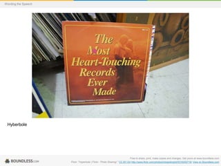 Wording the Speech

Hyberbole

Free to share, print, make copies and changes. Get yours at www.boundless.com
Flickr. "Hyperbole | Flickr - Photo Sharing!." CC BY-SA http://www.flickr.com/photos/intrepidingrid/5316252719/ View on Boundless.com

 