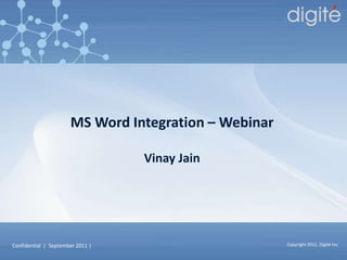 MS Word Integration – Webinar Vinay Jain 