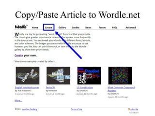 Copy/Paste Article to Wordle.net