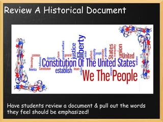 Review A Historical Document
Have students review a document & pull out the words they feel
should be emphasized!
 