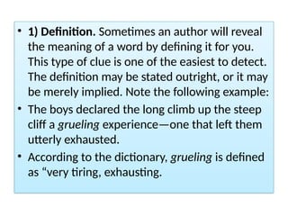 Word Meaning From Context: Context Clues with Examples | PPTX
