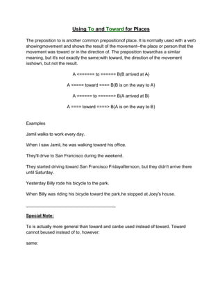 Using To Word of prepositions | DOC