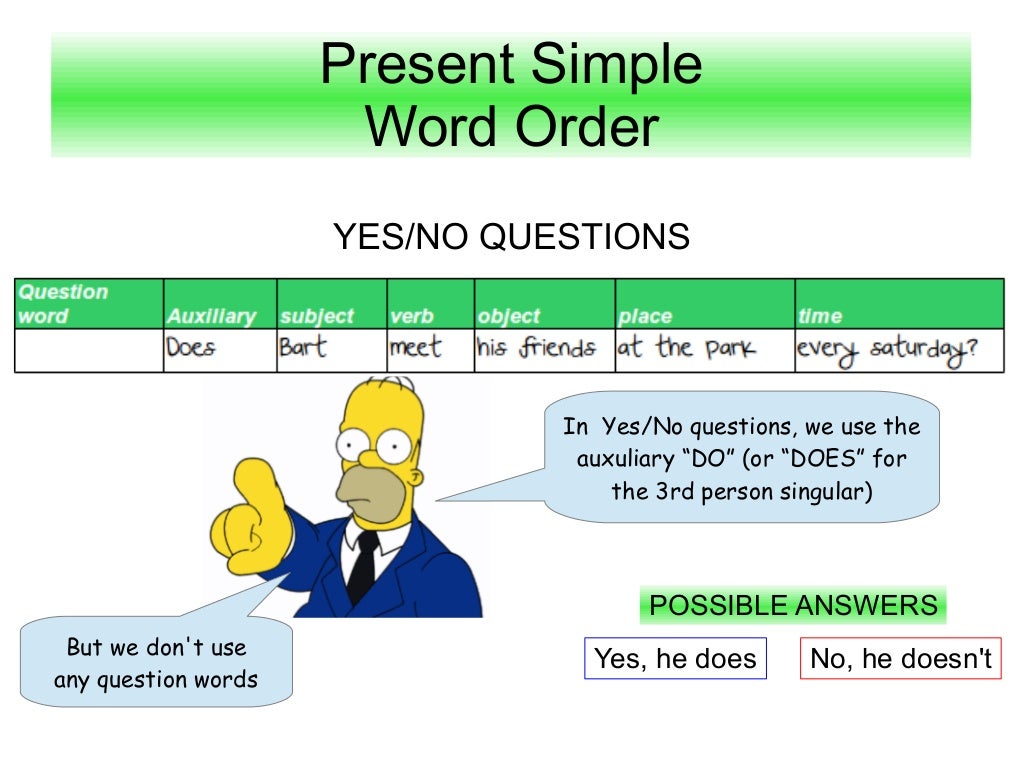 Word order present simple
