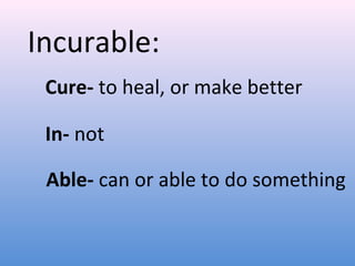 Incurability Word parts powerpoint | PPT