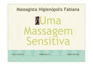 Massagista Higienópolis Fabiana
Uma
Massagem
Sensitiva
De PRÊMIO
FONE 11943230716 HIGIENÓPOLIS SP AGENDE UMA HORA
 