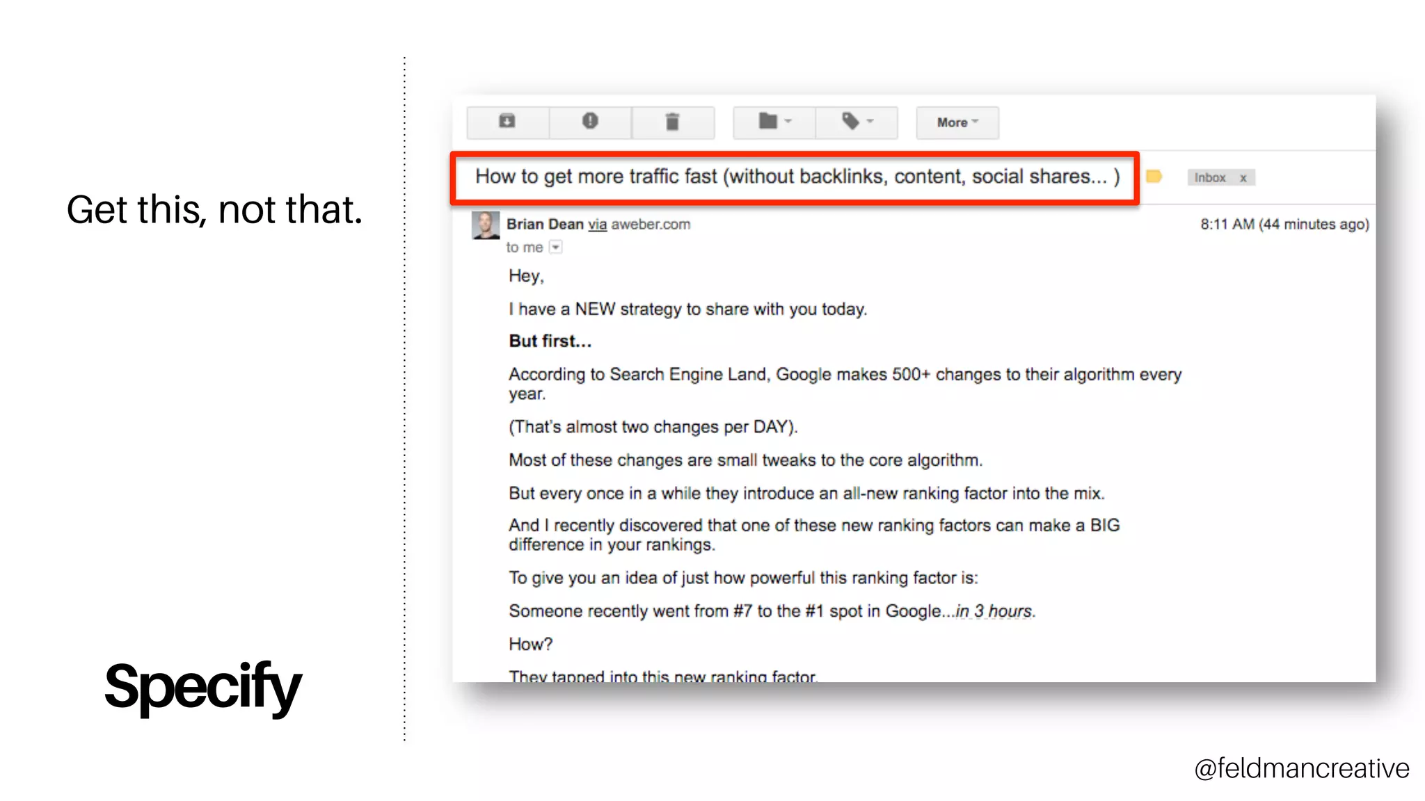 Get this, not that.
Specify
@feldmancreative
 