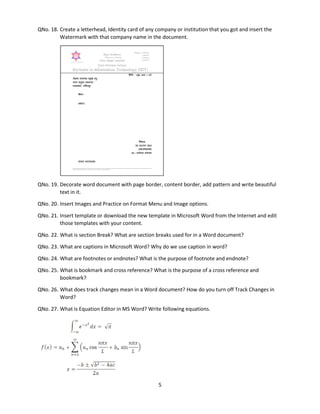 Word practical questions for exercises | PDF