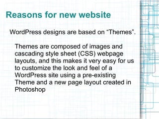 Top of page, holds branding and logo content, sometimes includes search bar and contact information. Header ends with top navigation bar listing pages and hover (on mouse over) dropdowns. 