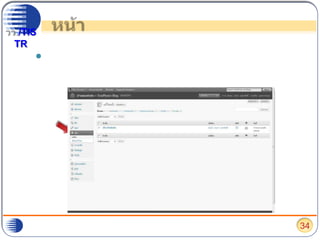 หน้าหากต้องการบริหารจัดการบทความที่ต้องการเผยแพร่ในลักษณะที่แสดงผลหัวข้อเรื่องตลอดเวลาบนบล็อกให้ไปเลือกที่ “หน้า”34