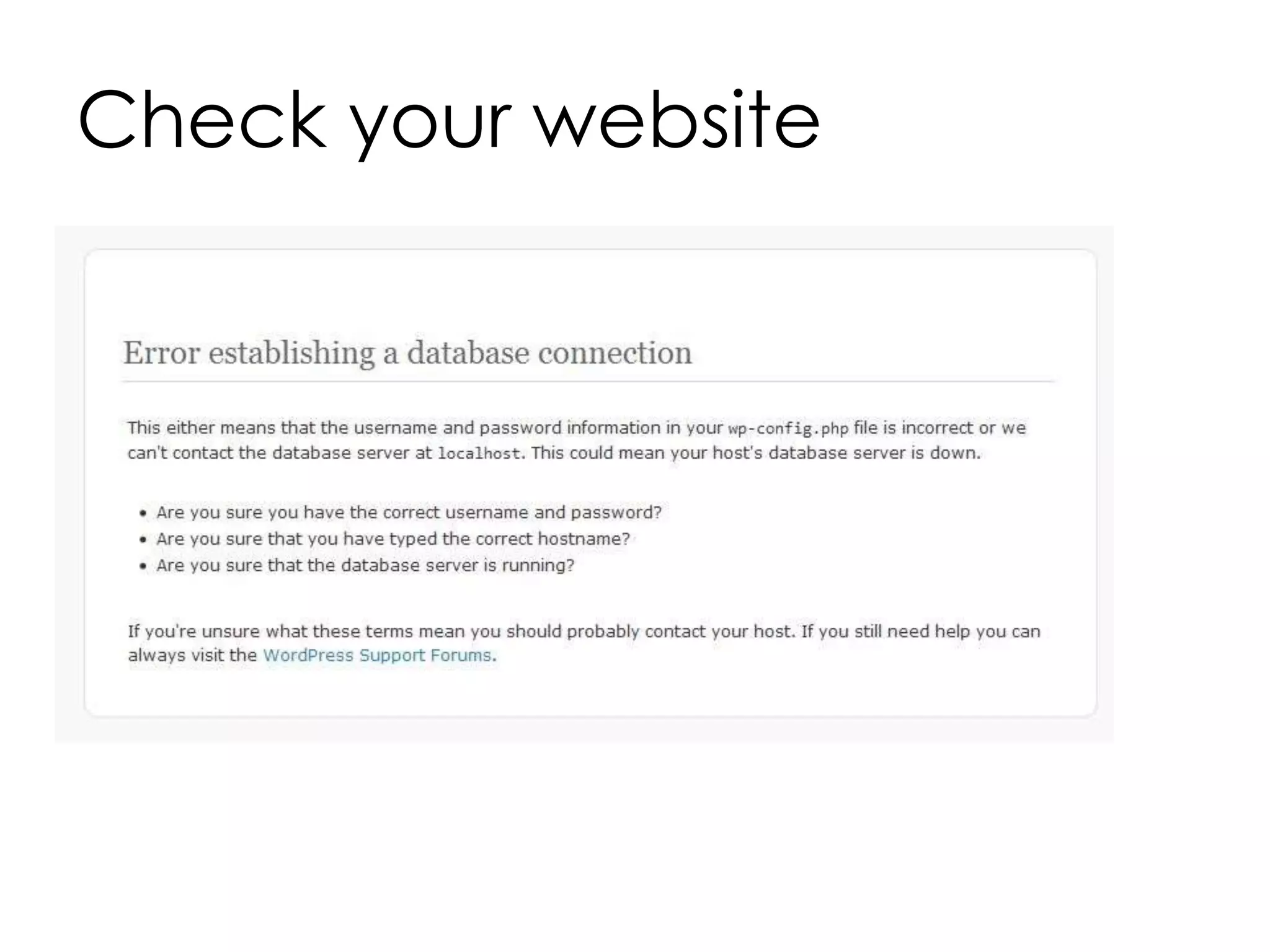 Check your website
 