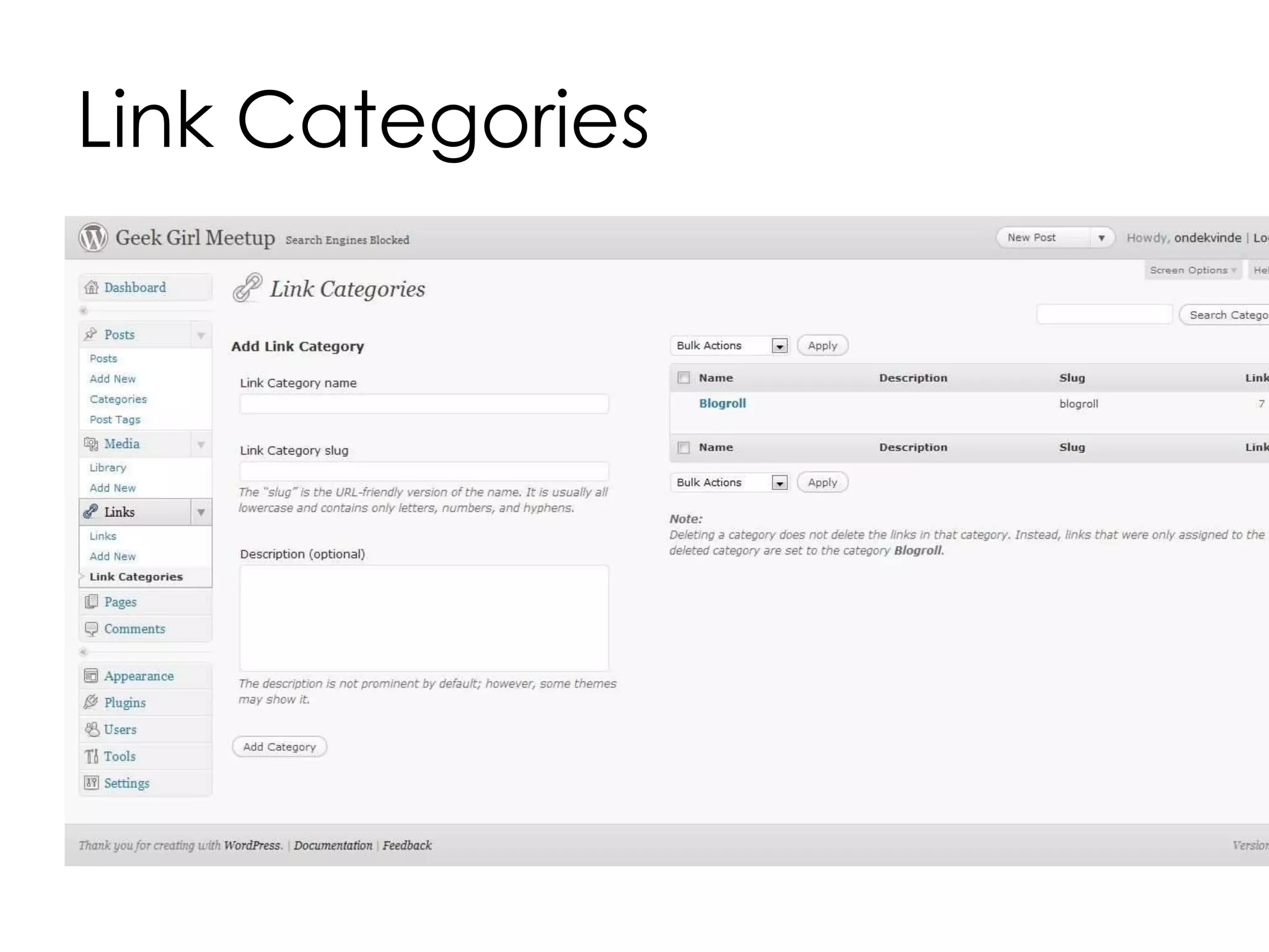 Link Categories
 