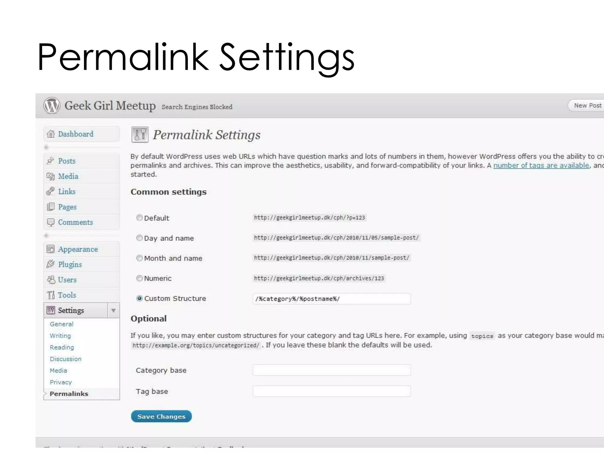 Permalink Settings
 