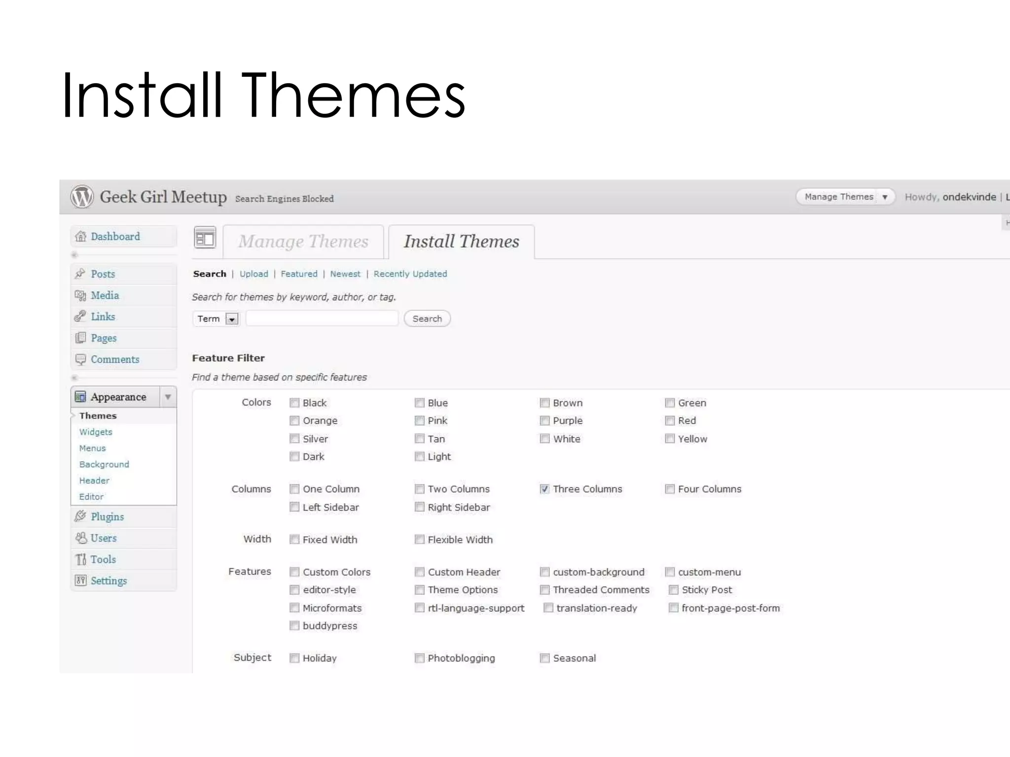Install Themes
 