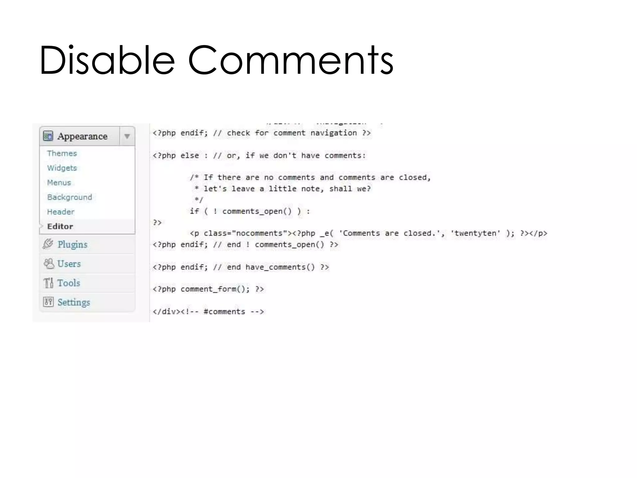 Disable Comments
 