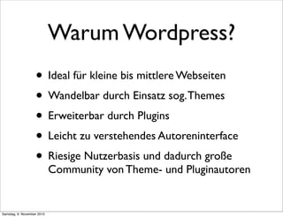 Wordpress - Einführung und Überblick über die Kernfunktionen