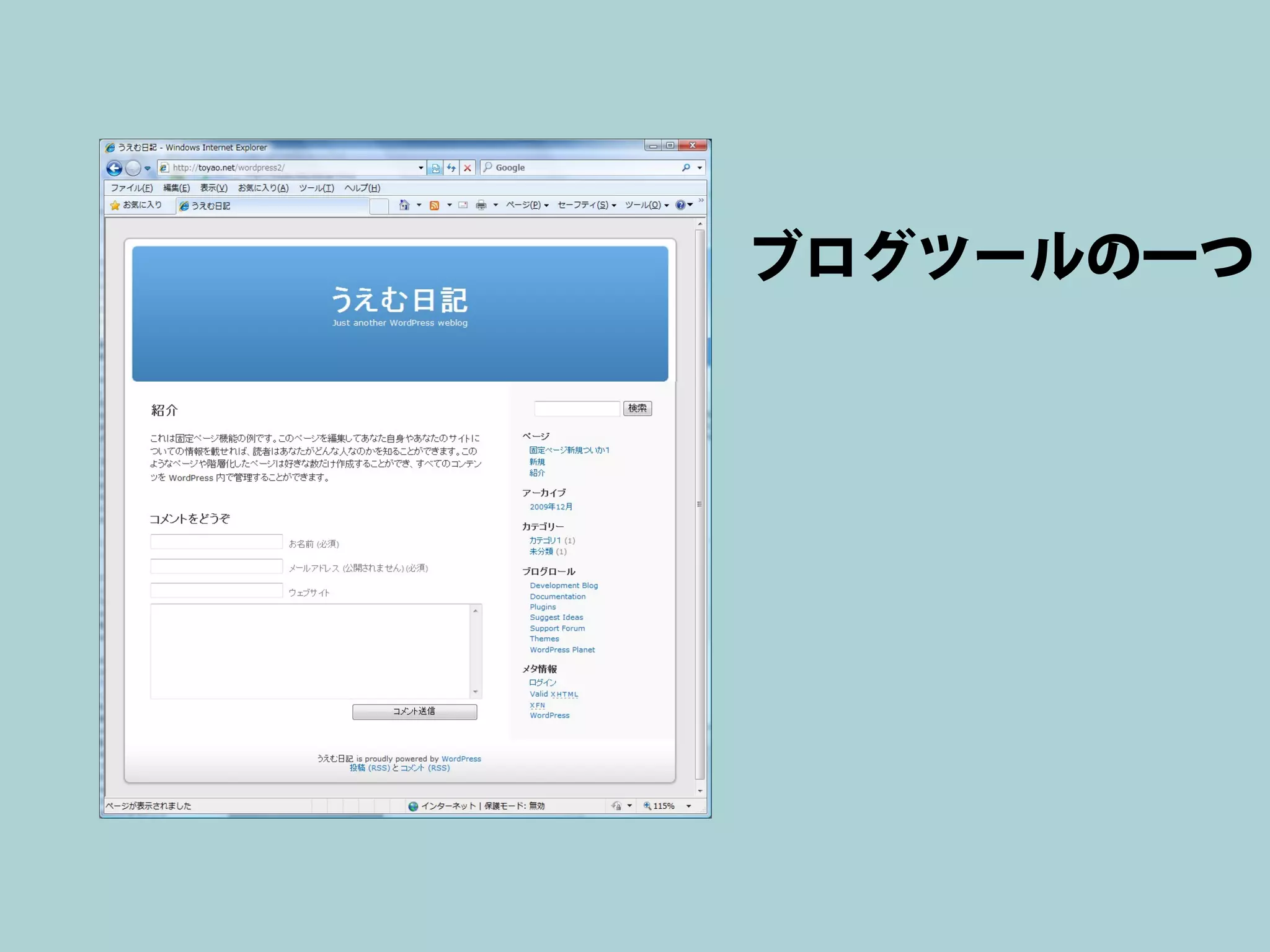 ブログツールの一つ
 