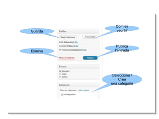 Guarda Publica l'entrada Elimina Guarda Com es veurà? Selecciona / Crea una  categoria 