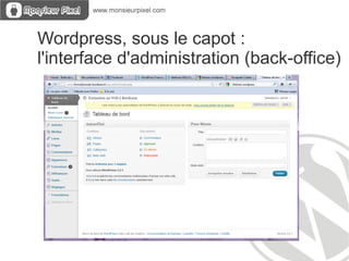 Variété des Types de sites  réalisés avec wordpress Artisans TPE : -   http://www.cuisines-acr.com/ -  http://bioclimatique-habitat.com/ Sociétés de Services : -  http://www.sudouest-publicite.com/ -  http://www.regional-partner.com/ 