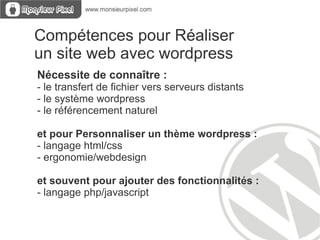 Exemples de fonctionnalités  gérées par des extensions : newsletter, formulaire de contact avancé, antispam, sécurité, galerie photo, interface avec des réseaux sociaux, statistiques de visites, ecommerce, encart actualités, calendrier/agenda, annonces d'emploi, gestion de vidéo et d'audio,...  