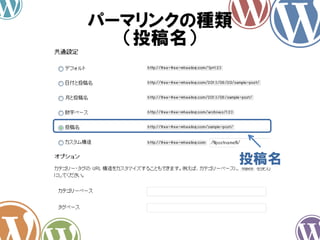 投稿名
パーマリンクの種類
（投稿名）
 