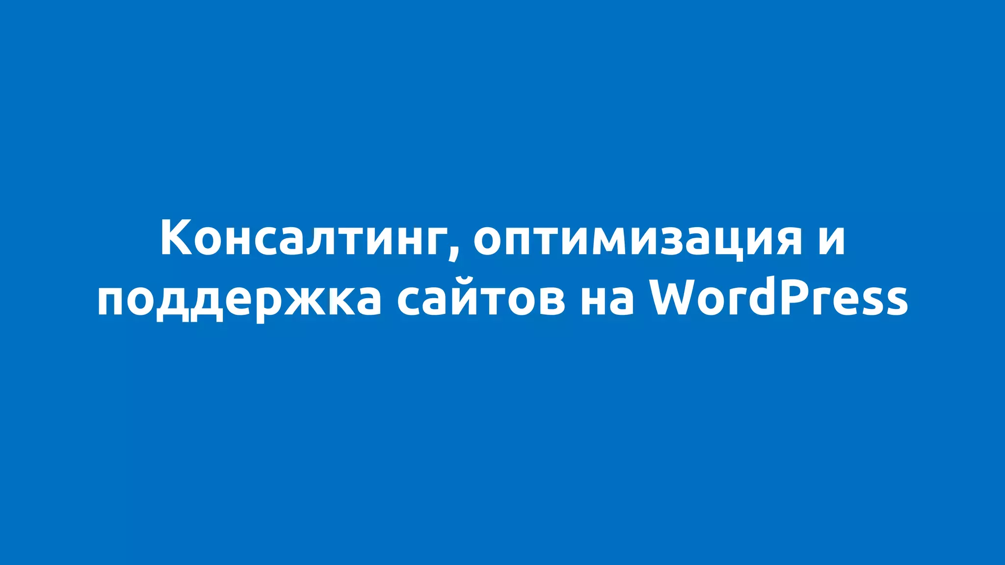 Консалтинг, оптимизация и
поддержка сайтов на WordPress
 