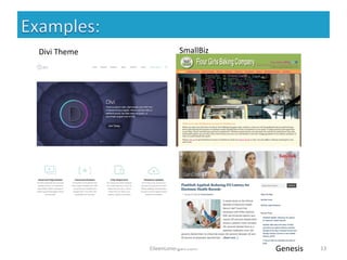 EileenLonergan.com 
13 
Divi 
Theme 
SmallBiz 
Genesis 
 